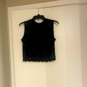 Black Lace Sleeveless crop top